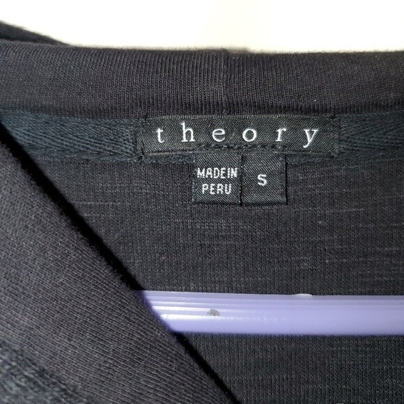 Theory French Terry Charcoal Gray Pullover Hood Sweatshirt S - Picture 4 of 7